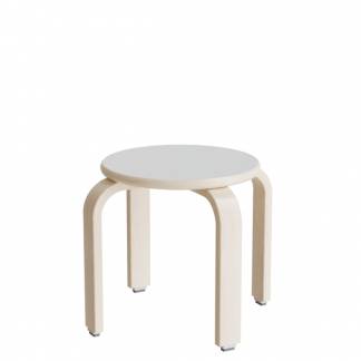 Taburet Oscar, 330 mm, s&aelig;de i lys gr&aring; laminat, stel i hvidpigmenteret birkefin&eacute;r