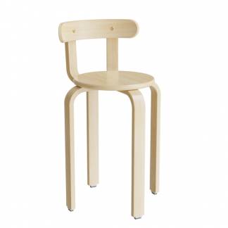 Taburet Oscar med rygl&aelig;n, 520 mm, s&aelig;de i birk laminat, stel i birkefin&eacute;r