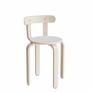 Taburet Oscar med rygl&aelig;n, 440 mm, s&aelig;de i lys gr&aring; laminat, stel i hvidpigmenteret birkefin&eacute;r