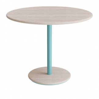 Bord Donut, Ø900 mm, højde 720 mm, hvidpigmenteret ask på turkis understel