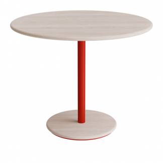 Bord Donut, &Oslash;900 mm, h&oslash;jde 720 mm, hvidpigmenteret ask p&aring; r&oslash;dt understel