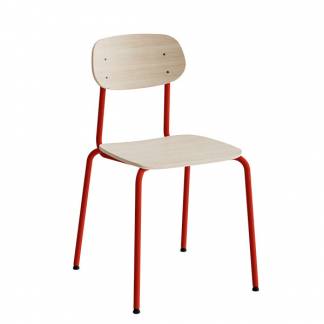 Stol Atlas 2111, hvidpigmenteret egelaminat, r&oslash;dt stel