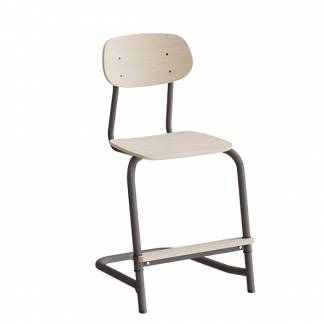 Stol Atlas, fritsving 2114, hvidpigmenteret egelaminat, gr&aring;t stel