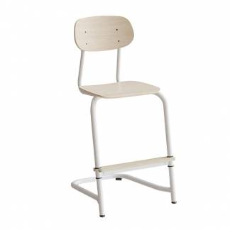 Stol Atlas, fritsving 2114, hvidpigmenteret egelaminat, hvidt stel