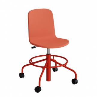 Stol ADD 5903, Fodkryds og hjul, Helbetrukket r&oslash;dt tekstil, R&oslash;dt stel