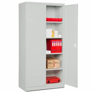 Opbevaringsskab i st&aring;l - ASHV 1980x980x570 mm Lysegr&aring; d&oslash;re