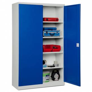 Opbevaringsskab i st&aring;l - ASHV 1980x1200x470 mm Bl&aring; d&oslash;re