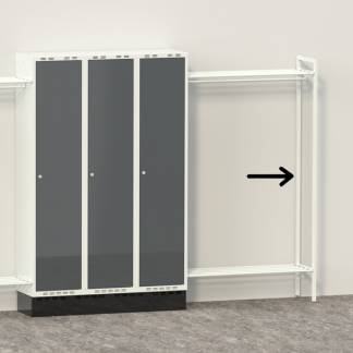 Afslutning til hatte/skohylde D550 mm lysegr&aring;