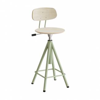 Taburet Atlas 2119, med hvidpigmenteret egelaminat, gr&oslash;nt stel