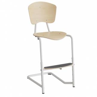 Stol Femman 3761, birk fin&eacute;r med hvidt stel og fodplade