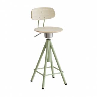 Taburet Atlas 2119, med hvidpigmenteret egelaminat, gr&oslash;nt stel