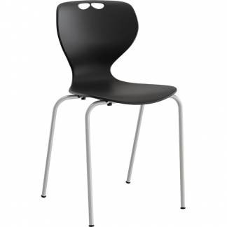 Stol Tarris, sort s&aelig;de med alugr&aring;t stel