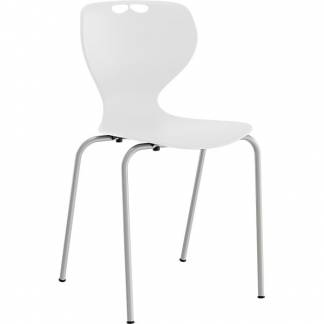 Stol Tarris, hvidt s&aelig;de med alugr&aring;t stel