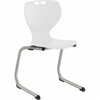Stol Tarris Junior, hvidt s&aelig;de med alugr&aring;t C-stel