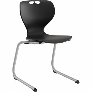 Stol Tarris, sort s&aelig;de med alugr&aring;t C-stel