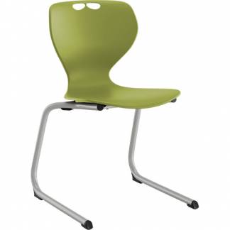 Stol Tarris, oliven s&aelig;de med alugr&aring;t C-stel