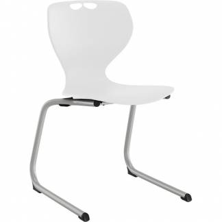 Stol Tarris, hvidt s&aelig;de med alugr&aring;t C-stel
