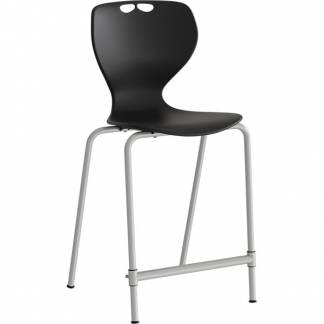 Stol Tarris Junior High, sort s&aelig;de med alugr&aring;t stel