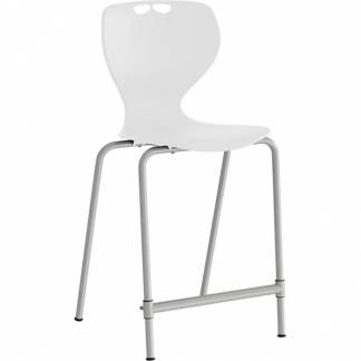 Stol Tarris Junior High, hvidt s&aelig;de med alugr&aring;t stel