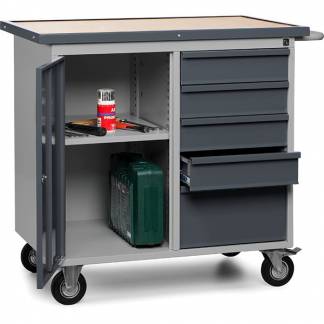 V&aelig;rkstedsvogn SMV med skab og 5 skuffer, RAL7004/7024