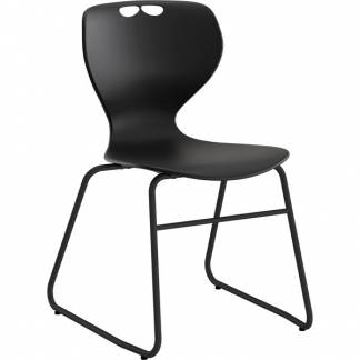 Stol Tarris, sort s&aelig;de med sort lukket stel