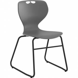 Stol Tarris, gr&aring;t s&aelig;de med sort lukket stel