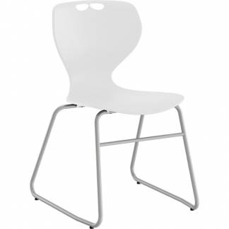 Stol Tarris, hvidt s&aelig;de med alugr&aring;t lukket stel