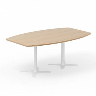 Konferencebord DNA, Eg 2000x1200 mm b&aring;dformet, Hvidt understel