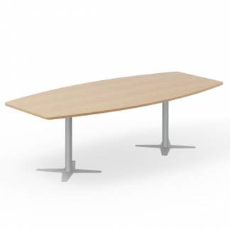 Konferencebord DNA, Eg 2600x1200 mm b&aring;dformet, Alugr&aring;t understel