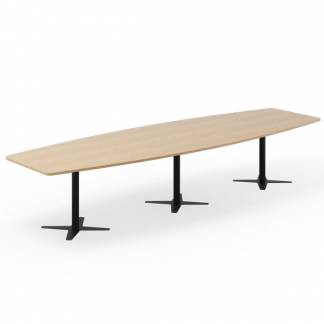 Konferencebord DNA, Eg 3800x1200 mm b&aring;dformet, Sort understel
