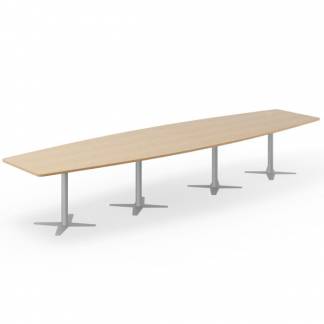 Konferencebord DNA, Eg 4400x1200 mm b&aring;dformet, Alugr&aring;t understel