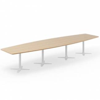 Konferencebord DNA, Eg 4400x1200 mm b&aring;dformet, Hvidt understel