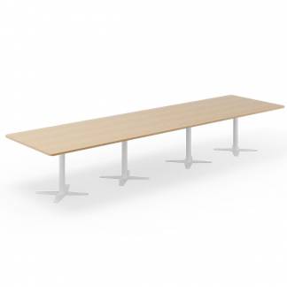 Konferencebord DNA, Eg 4400x1200 mm rektangul&aelig;rt, Hvidt understel