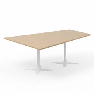 Konferencebord DNA, Eg 2000x1425 mm trapezformet, Hvidt understel