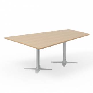 Konferencebord DNA, Eg 2000x1425 mm trapezformet, Alugr&aring;t understel
