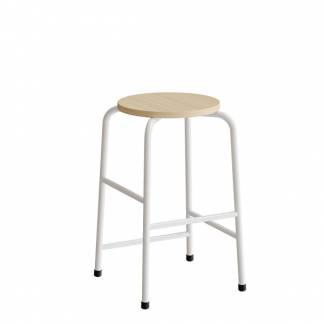 Taburet Adam 116, birk laminat, hvidt stel