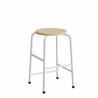 Taburet Adam 116, massiv birk, hvidt stel
