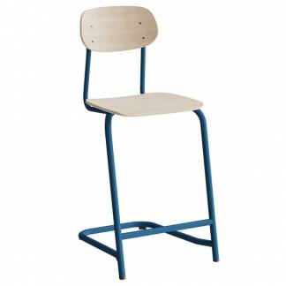 Stol Atlas, fritsving 2116, hvidpigmenteret egelaminat, blåt stel