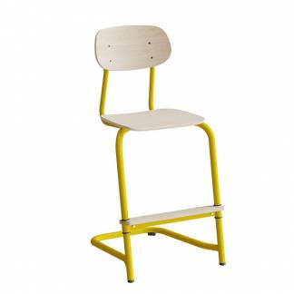 Stol Atlas, fritsving 2114, hvidpigmenteret egelaminat, gult stel