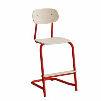 Stol Atlas, fritsving 2114, hvidpigmenteret egelaminat, r&oslash;dt stel