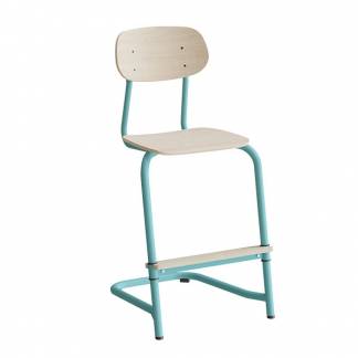 Stol Atlas, fritsving 2114, hvidpigmenteret egelaminat, turkis stel