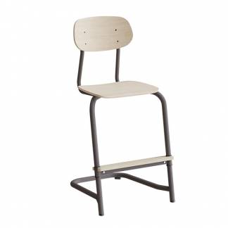 Stol Atlas, fritsving 2114, hvidpigmenteret egelaminat, gr&aring;t stel