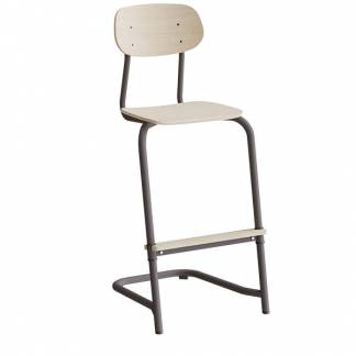 Stol Atlas, fritsving 2114, hvidpigmenteret egelaminat, gr&aring;t stel