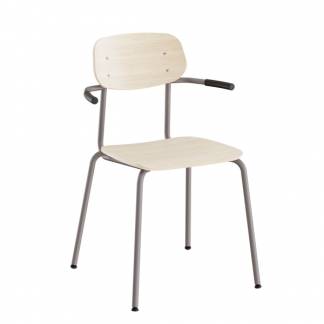 Stol Atlas 2111LK, hvidpigmenteret egelaminat, gråt stel