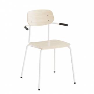 Stol Atlas 2111LK, hvidpigmenteret egelaminat, hvidt stel