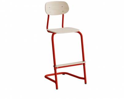 Stol Atlas, fritsving 2114, hvidpigmenteret egelaminat, r&oslash;dt stel