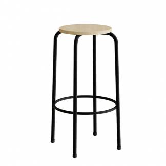 Taburet Bertil 117, massiv birk, sort stel