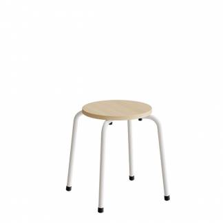 Taburet Caesar 118, birk laminat, hvidt stel