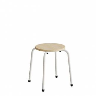 Taburet Caesar 118, massiv birk, hvidt stel