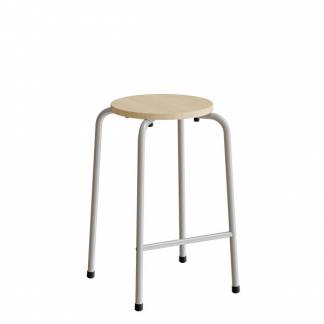 Taburet David 119, massiv birk, alu stel